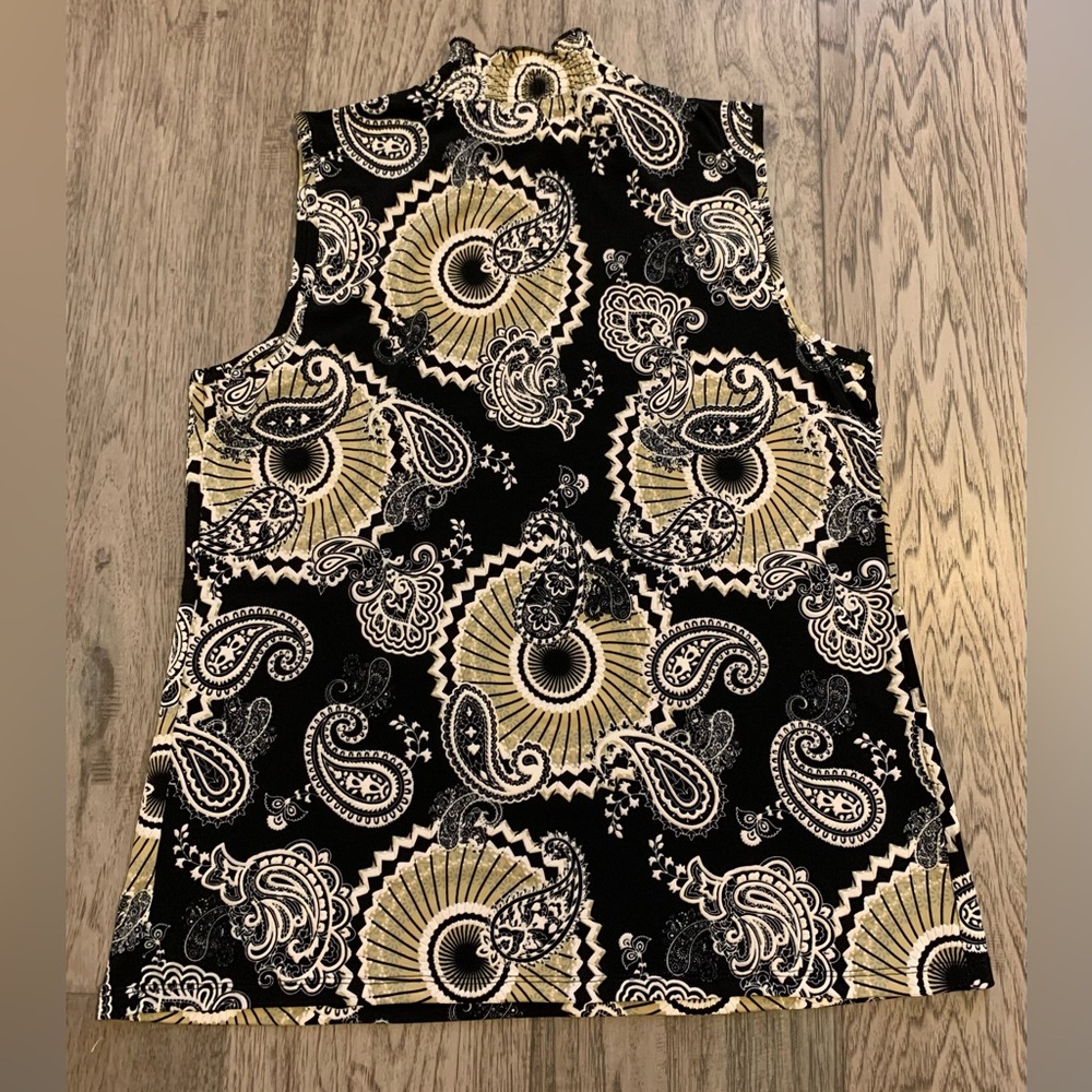 By Design Tank Top Geometric Blouse Women's Top Paisley Sleeveless Top Size L